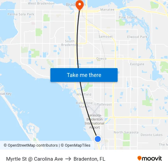 Myrtle St @ Carolina Ave to Bradenton, FL map