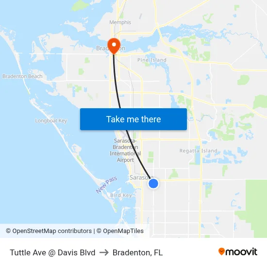 Tuttle Ave @ Davis Blvd to Bradenton, FL map