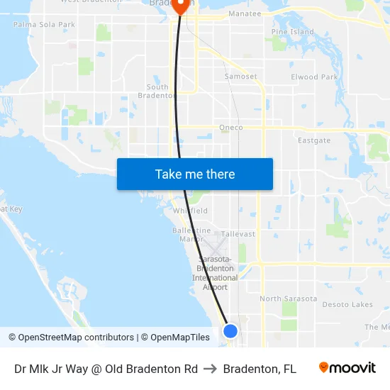 Dr Mlk Jr Way @ Old Bradenton Rd to Bradenton, FL map