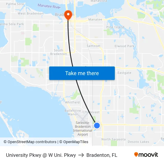 University Pkwy @ W Uni. Pkwy to Bradenton, FL map