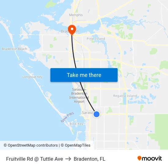 Fruitville Rd @ Tuttle Ave to Bradenton, FL map