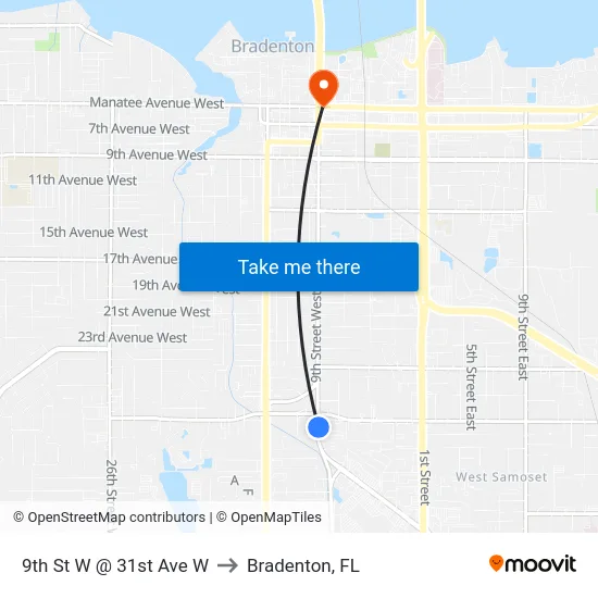 9th St W @ 31st Ave W to Bradenton, FL map