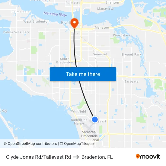 Clyde Jones Rd/Tallevast Rd to Bradenton, FL map