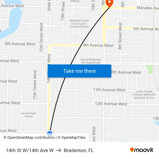 14th St W/14th Ave W to Bradenton, FL map