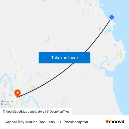 Keppel Bay Marina Red Jetty to Rockhampton map