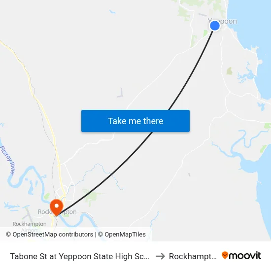 Tabone St at Yeppoon State High School to Rockhampton map