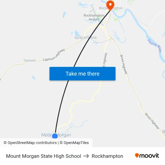 Mount Morgan State High School to Rockhampton map