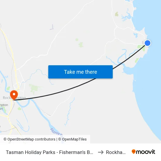 Tasman Holiday Parks - Fisherman's Beach, Emu Park to Rockhampton map