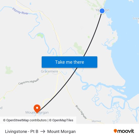 Livingstone - Pt B to Mount Morgan map