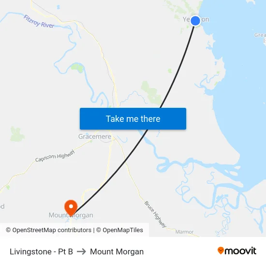 Livingstone - Pt B to Mount Morgan map