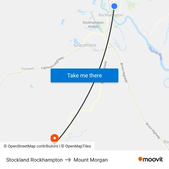 Stockland Rockhampton to Mount Morgan map