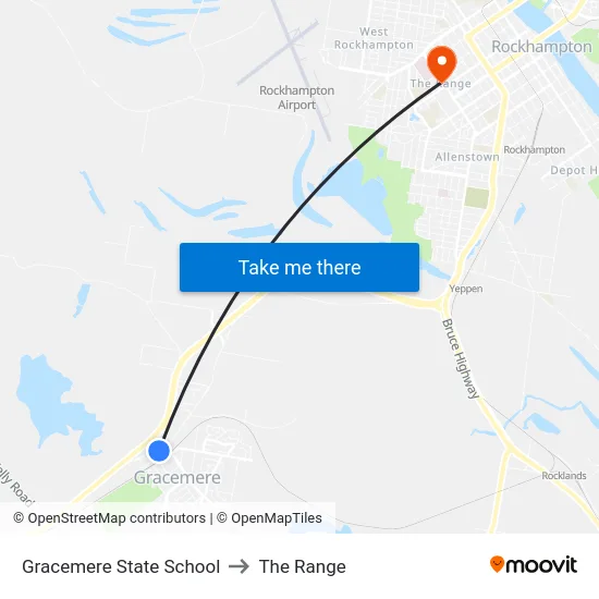 Gracemere State School to The Range map