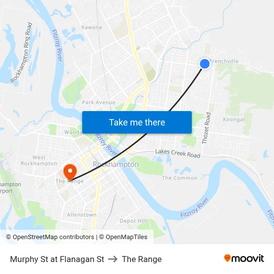 Murphy St at Flanagan St to The Range map