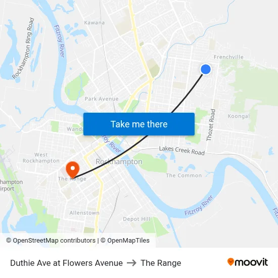 Duthie Ave at Flowers Avenue to The Range map