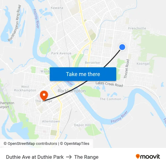 Duthie Ave at Duthie Park to The Range map