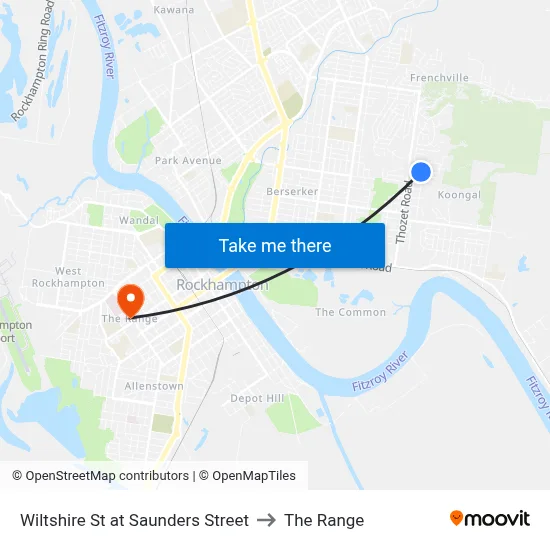 Wiltshire St at Saunders Street to The Range map