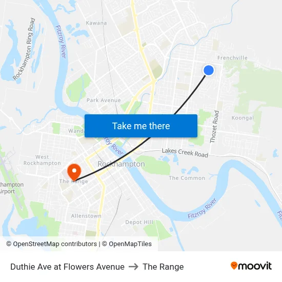 Duthie Ave at Flowers Avenue to The Range map