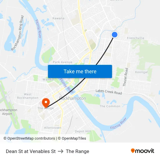 Dean St at Venables St to The Range map