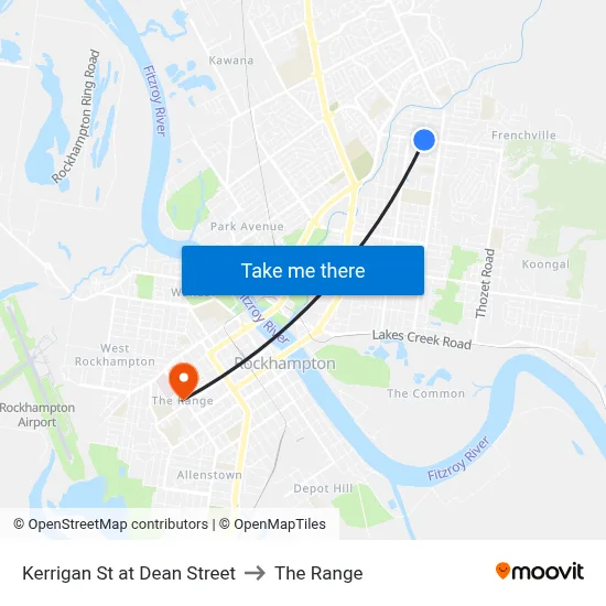 Kerrigan St at Dean Street to The Range map