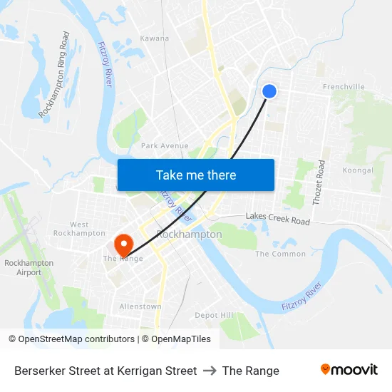 Berserker Street at Kerrigan Street to The Range map