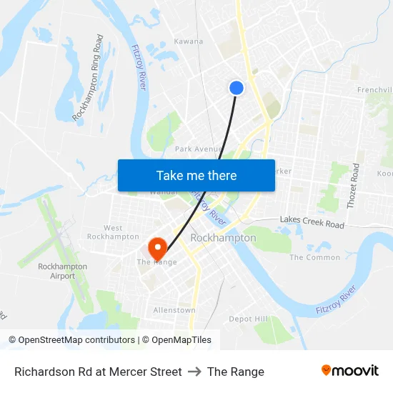 Richardson Rd at Mercer Street to The Range map
