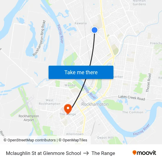 Mclaughlin St at Glenmore School to The Range map
