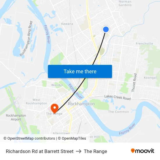 Richardson Rd at Barrett Street to The Range map