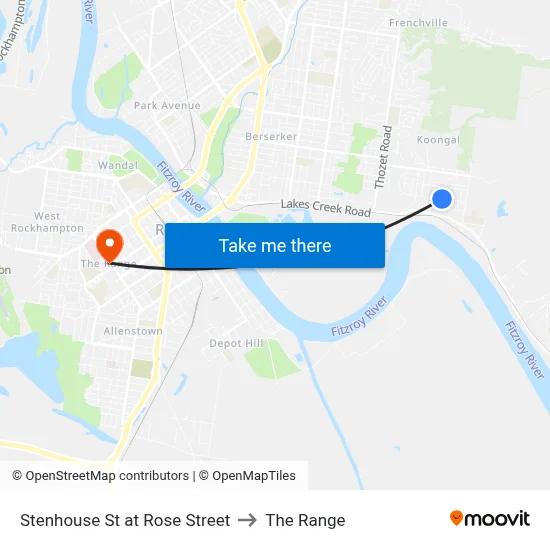 Stenhouse St at Rose Street to The Range map
