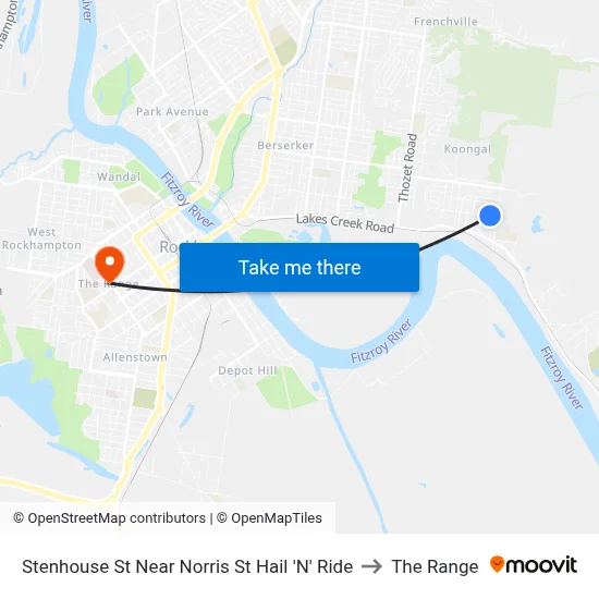 Stenhouse St Near Norris St Hail 'N' Ride to The Range map