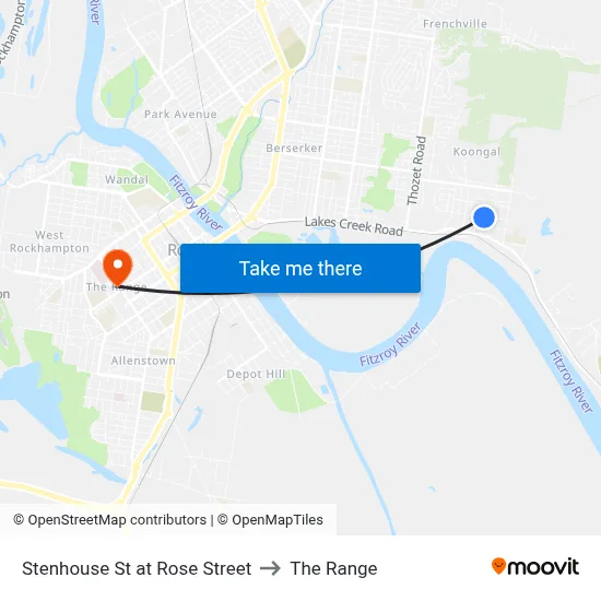 Stenhouse St at Rose Street to The Range map