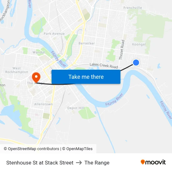 Stenhouse St at Stack Street to The Range map