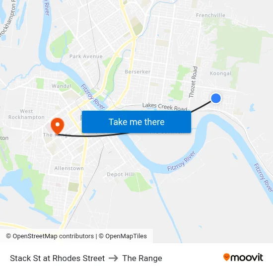Stack St at Rhodes Street to The Range map