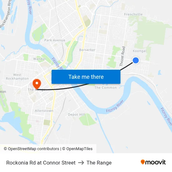 Rockonia Rd at Connor Street to The Range map