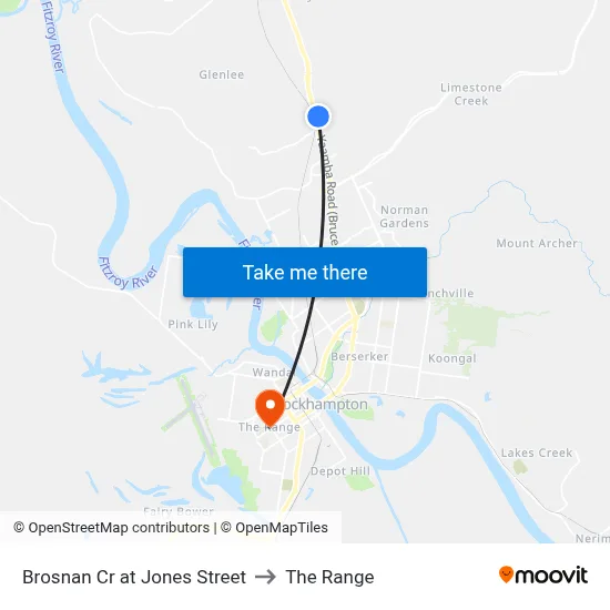 Brosnan Cr at Jones Street to The Range map