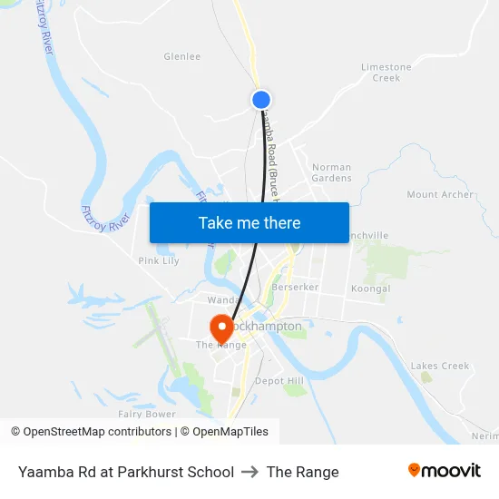 Yaamba Rd at Parkhurst School to The Range map