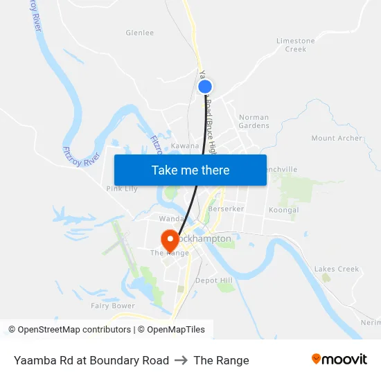 Yaamba Rd at Boundary Road to The Range map