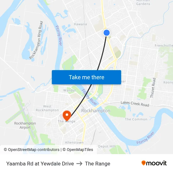 Yaamba Rd at Yewdale Drive to The Range map