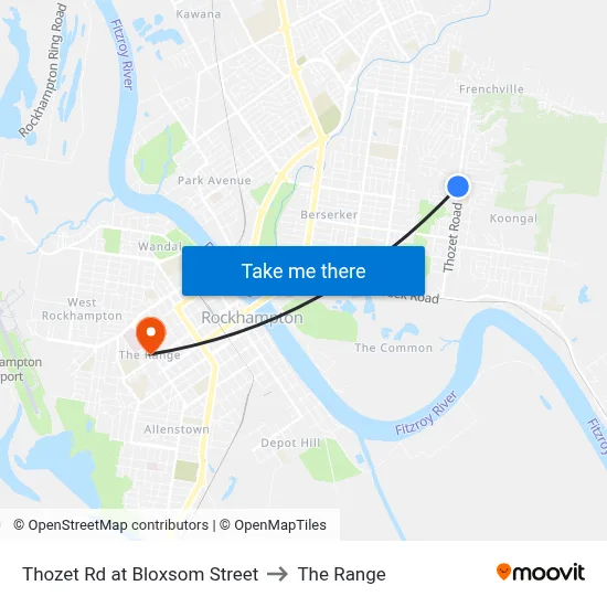Thozet Rd at Bloxsom Street to The Range map