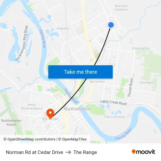 Norman Rd at Cedar Drive to The Range map