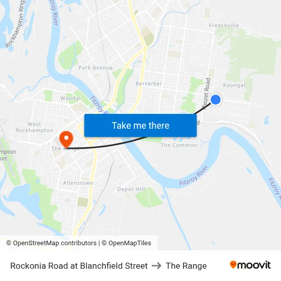 Rockonia Road at Blanchfield Street to The Range map