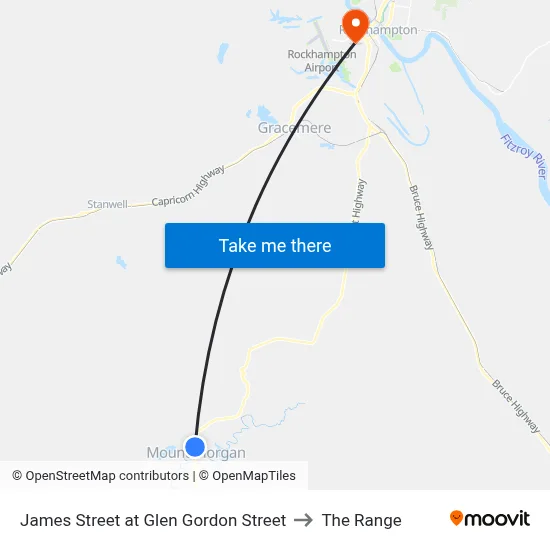 James Street at Glen Gordon Street to The Range map