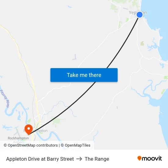 Appleton Drive at Barry Street to The Range map