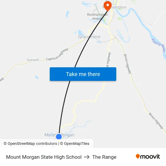 Mount Morgan State High School to The Range map