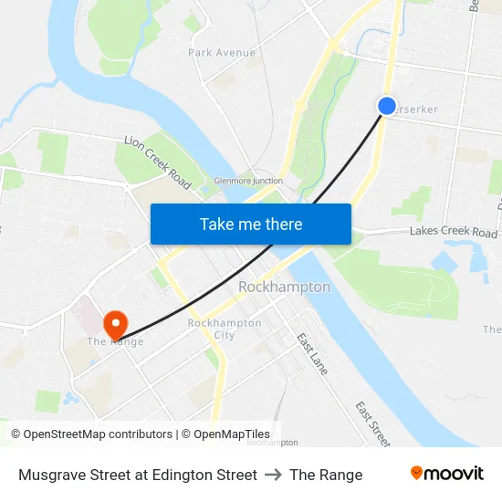 Musgrave Street at Edington Street to The Range map