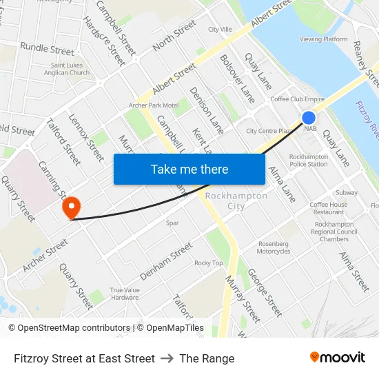 Fitzroy Street at East Street to The Range map