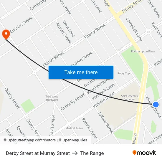Derby Street at Murray Street to The Range map
