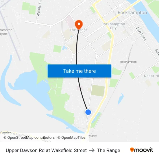 Upper Dawson Rd at Wakefield Street to The Range map