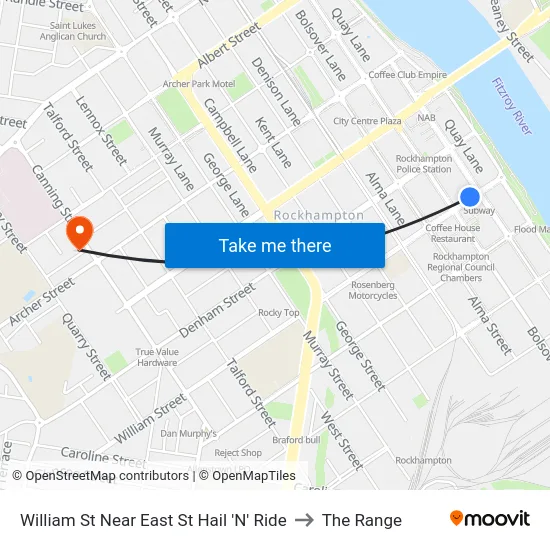 William St Near East St Hail 'N' Ride to The Range map