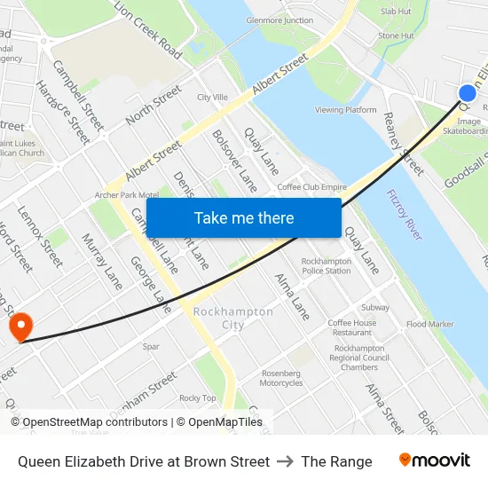 Queen Elizabeth Drive at Brown Street to The Range map