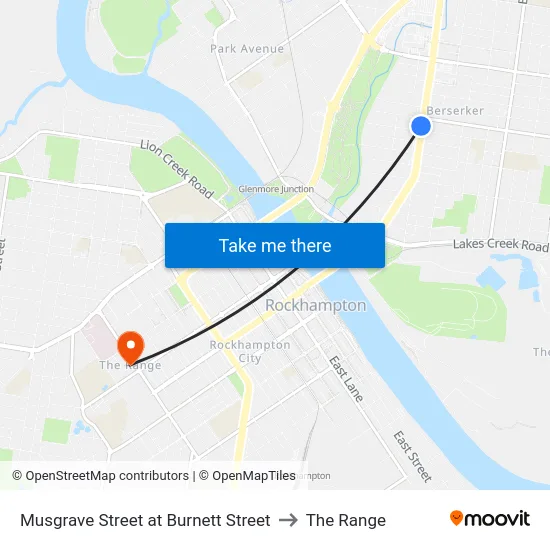 Musgrave Street at Burnett Street to The Range map